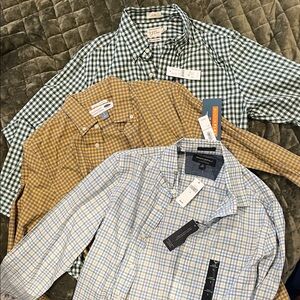 Multiples Men's Checkered Dress Shirts - Green, Yellow, Blue